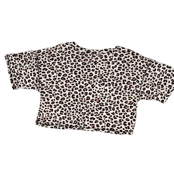 LE LIS Leopard Print Crop Top NWT Size Small Stretch Shirt Blouse - Picture 4 of 7